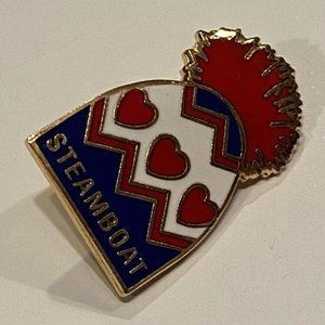 Vtg Beanie Hat Steamboat Pin Colorado Ski Souvenir Metal Badge Lapel Pinback